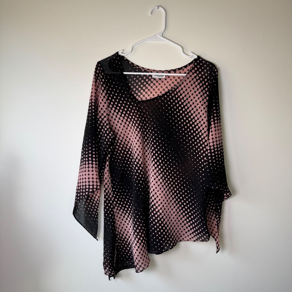Vintage 90s Fairy Abstract Dot Flutter Sleeve Top 1X Caren Sport